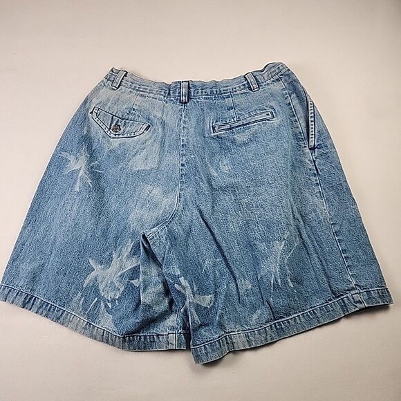 VTG Ralph Lauren Country Pleated Front Distressed Denim Jeans Shorts Size 12 Y2K - Picture 8 of 12